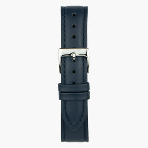 Lederarmband Navy Blau - Silber - 36mm