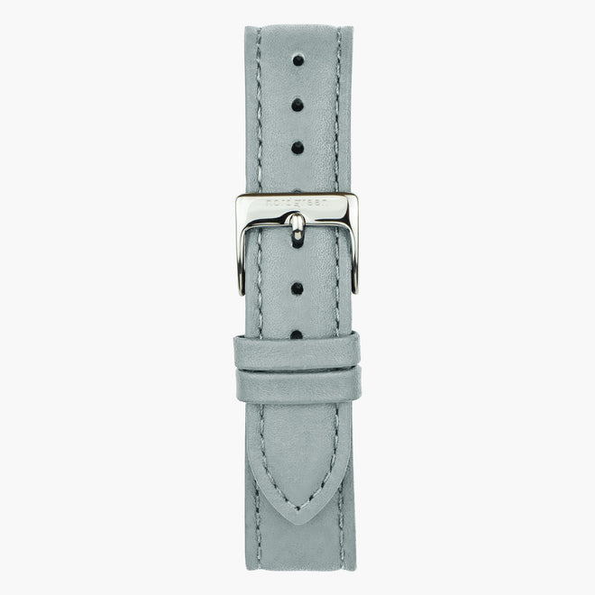 ST20POSIVEDG&uhrenarmband 20mm in grau leder mit verschluss silber
