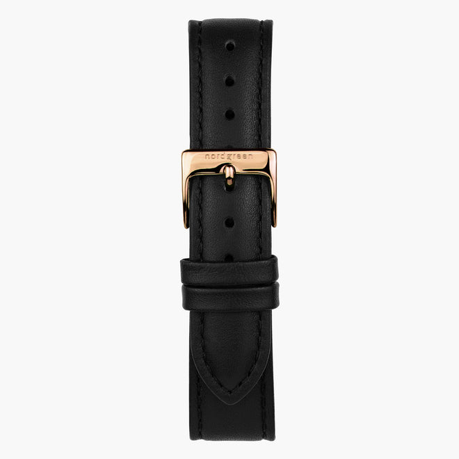 ST18PORGLEBL&uhrenarmband leder schwarz mit verschluss roségold in 18mm