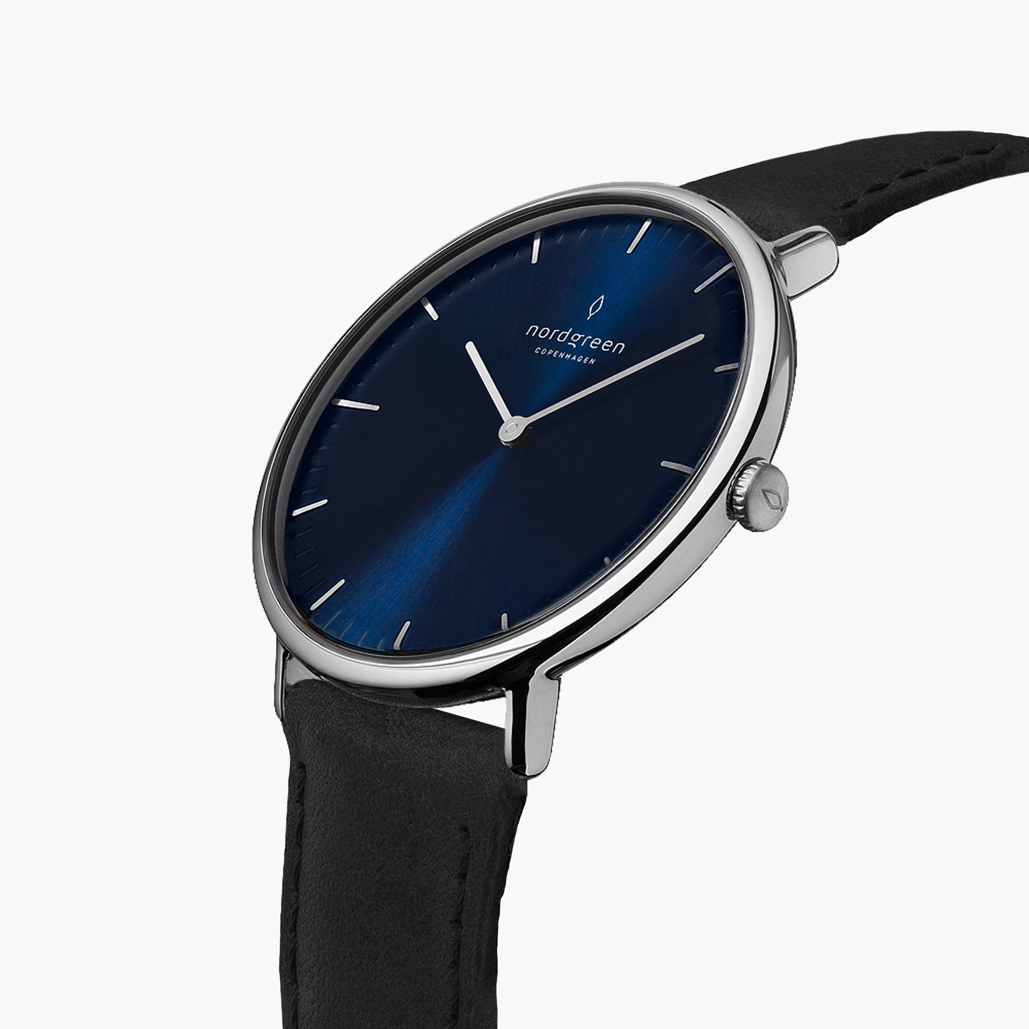 Native - SET Blaues Ziffernblatt Silber | Armbänder Braun / Schwarz
