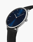 Native - SET Blaues Ziffernblatt Silber | Armbänder Braun / Schwarz