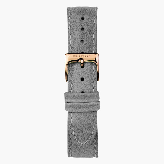 ST20PORGLEGR&uhrenarmband 20mm in grau leder mit verschluss roségold