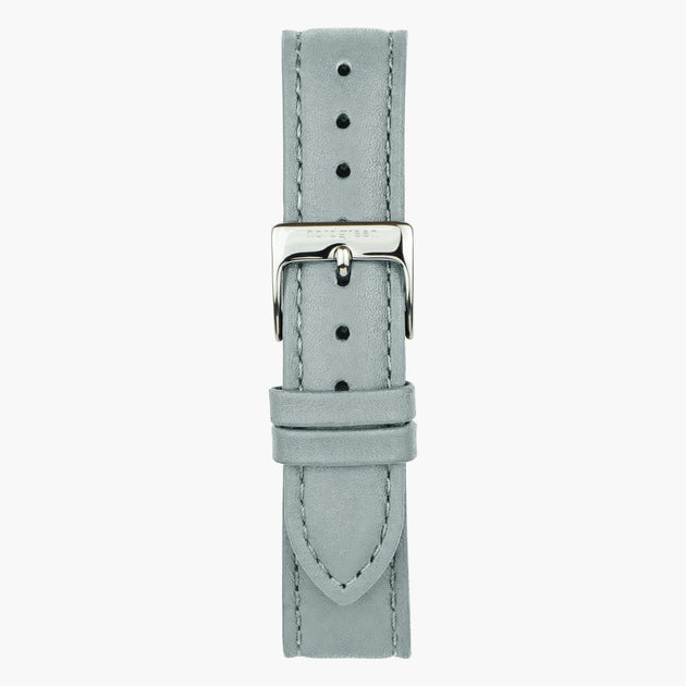 ST18POSIVEDG&uhrenarmband 18mm in grau leder (vegan) mit verschluss silber