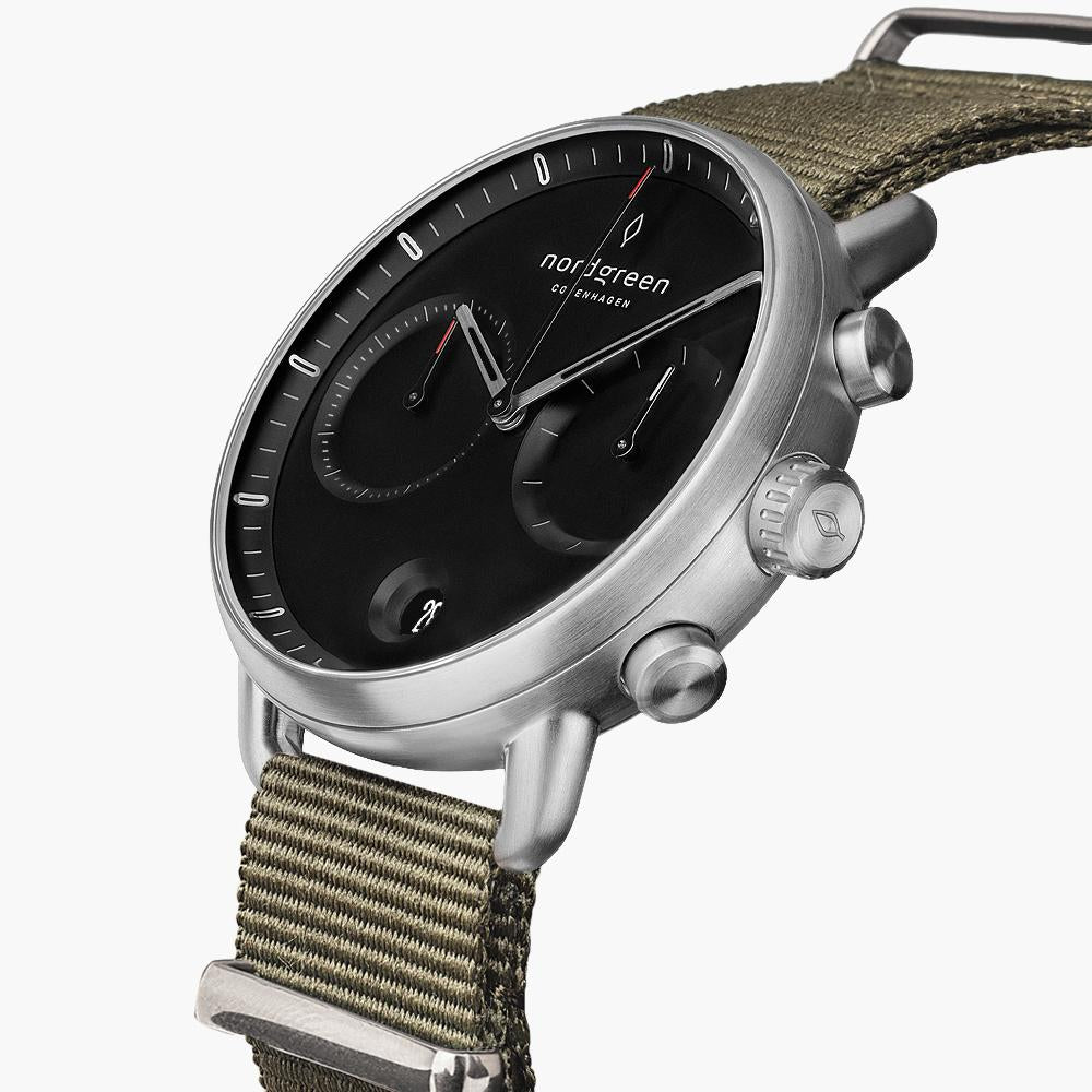 Pioneer - SET Schwarzes Ziffernblatt Silber | Armbänder Mesh / Nato Bohème / Schwarz