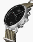 Pioneer - SET Schwarzes Ziffernblatt Silber | Armbänder Mesh / Nato Bohème / Schwarz