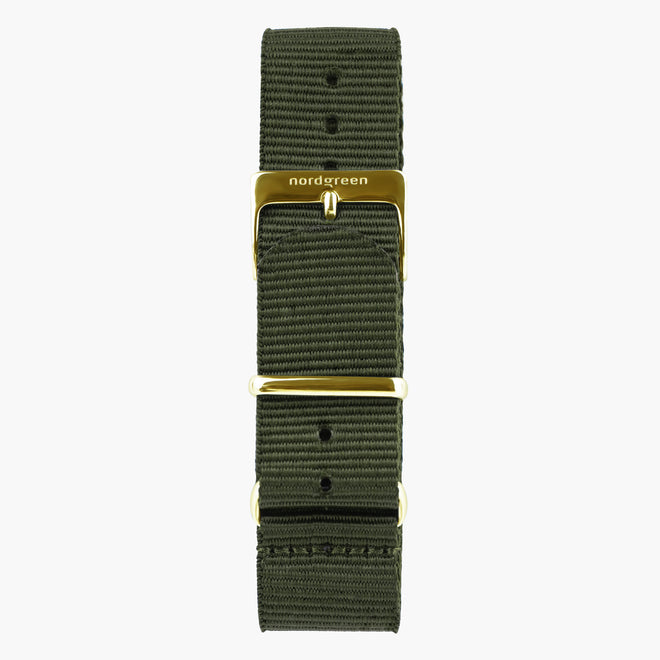 ST20POGONYAG&nato armband in grün mit verschluss gold in 20mm