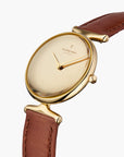 Unika - SET Poliertes Edelstahl Ziffernblatt Gold | Armbänder Mesh / Braun