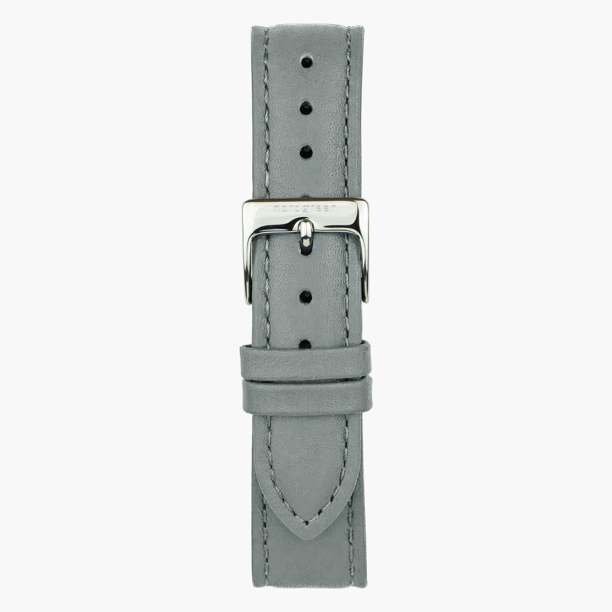 ST18POSILEGR&amp;uhrenarmband 18mm in grau leder mit verschluss silber