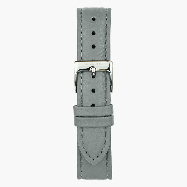 ST18POSILEGR&uhrenarmband 18mm in grau leder mit verschluss silber