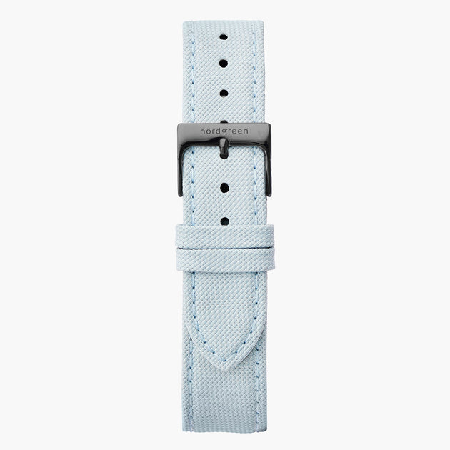 Recyceltes Polyester Armband Hellblau - Anthrazit - 40mm
