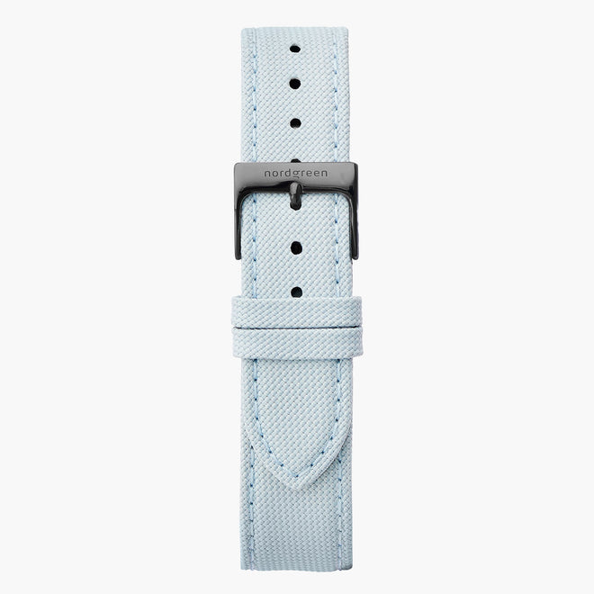 Recyceltes Polyester Armband Hellblau - Anthrazit - 36mm