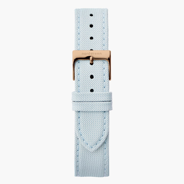 Recyceltes Polyester Armband Hellblau - Roségold - 32mm