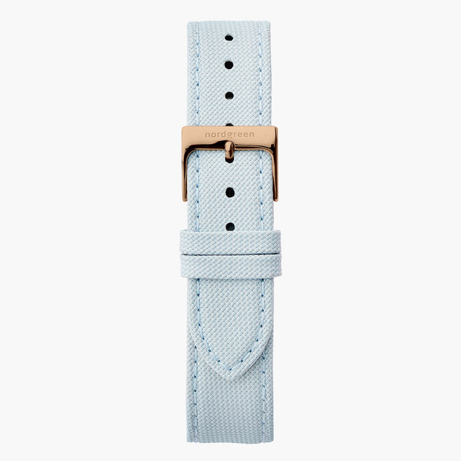 Recyceltes Polyester Armband Hellblau - Roségold - 40mm