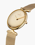 Unika - SET Poliertes Edelstahl Ziffernblatt Gold | Armbänder Mesh / Braun