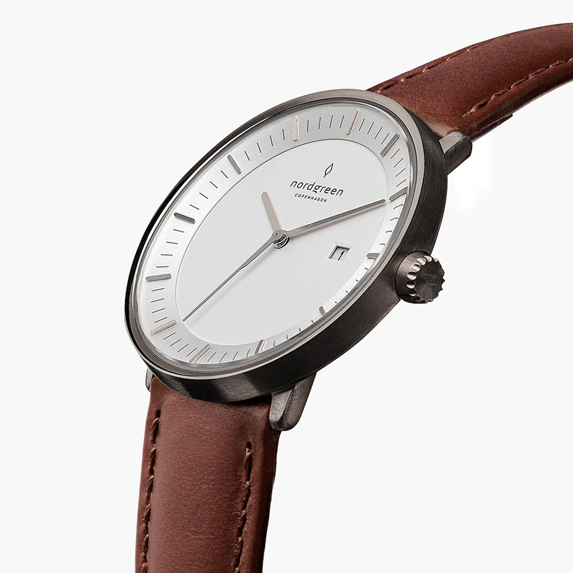 Philosopher - SET Weißes Ziffernblatt Anthrazit | Armbänder 3-Link / Braun