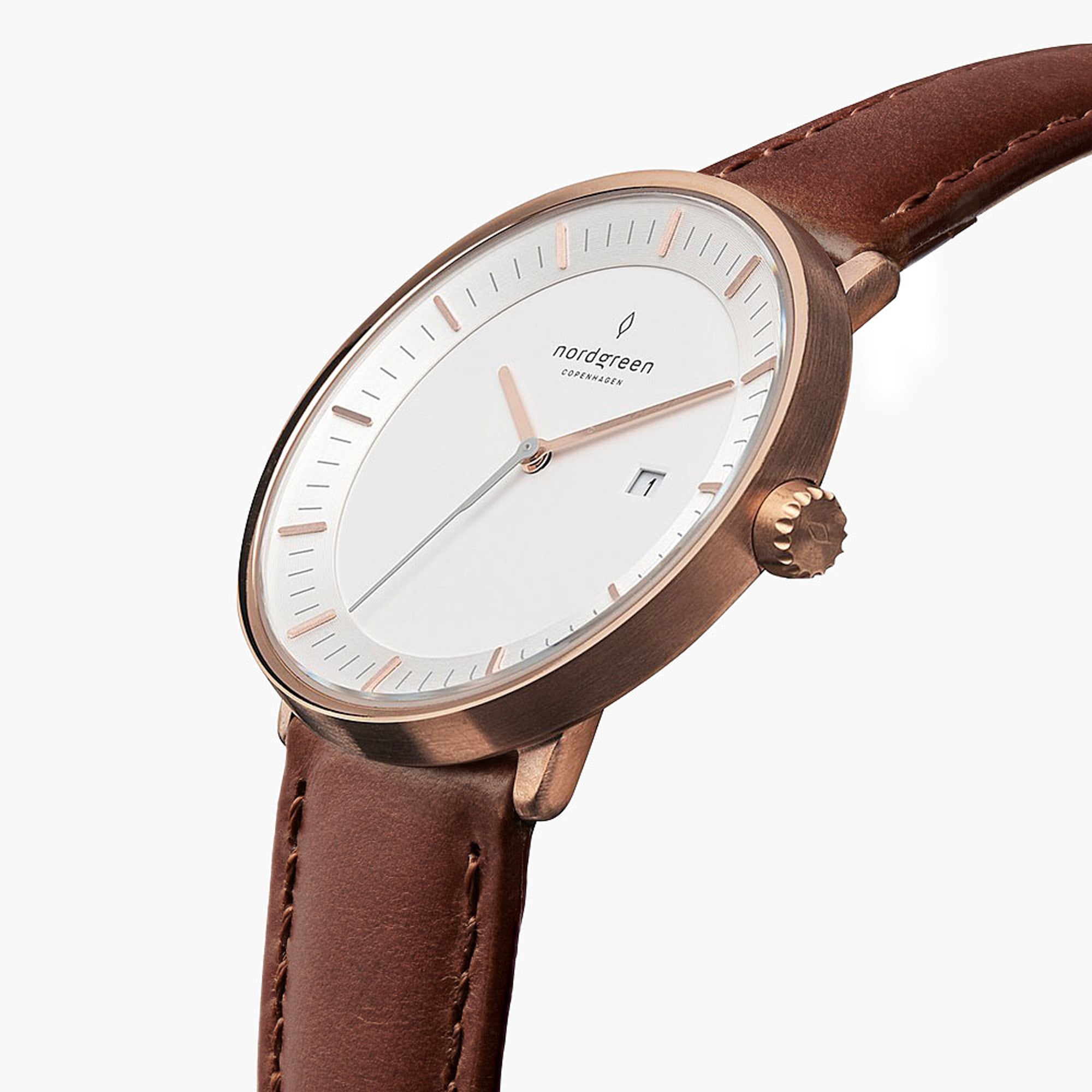 Philosopher - SET Weißes Ziffernblatt Roségold | Armbänder 5-Link / Braun