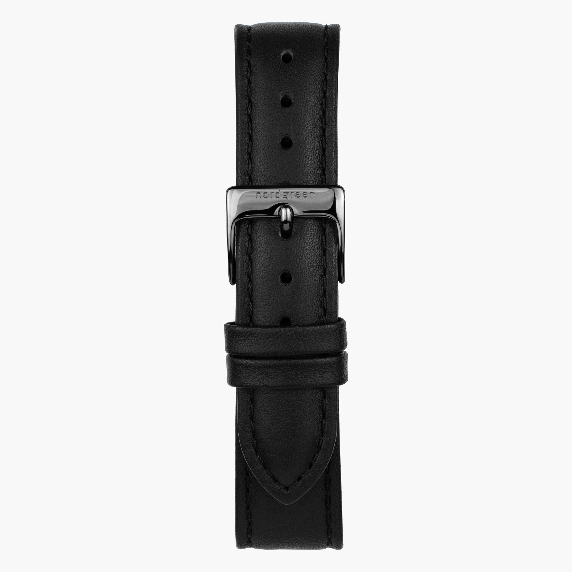 ST18BRGMLEBL&uhrenarmband leder schwarz mit verschluss anthrazit in 18mm