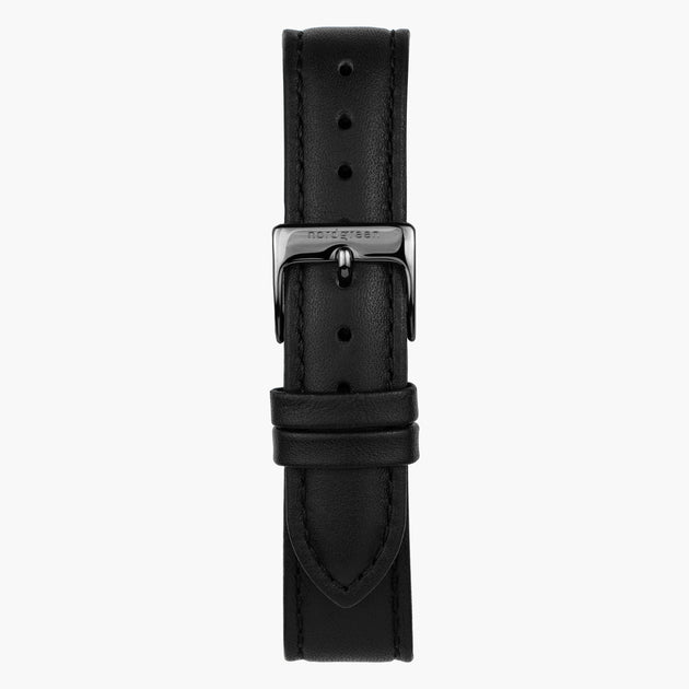 ST20BRGMLEBL&uhrenarmband leder schwarz mit verschluss anthrazit in 20mm