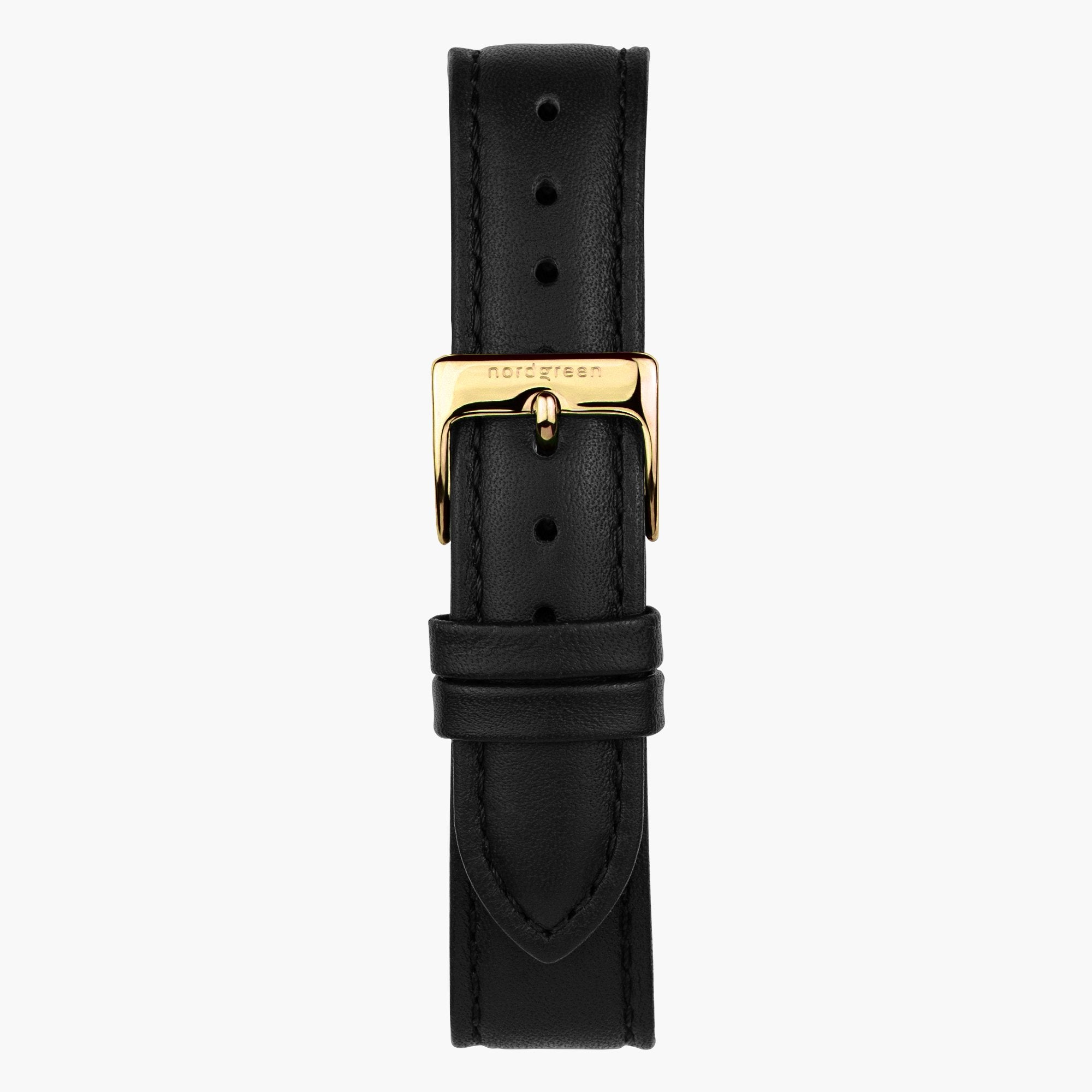 ST14POGOLEBL&uhrenarmband leder schwarz mit verschluss gold in 14mm