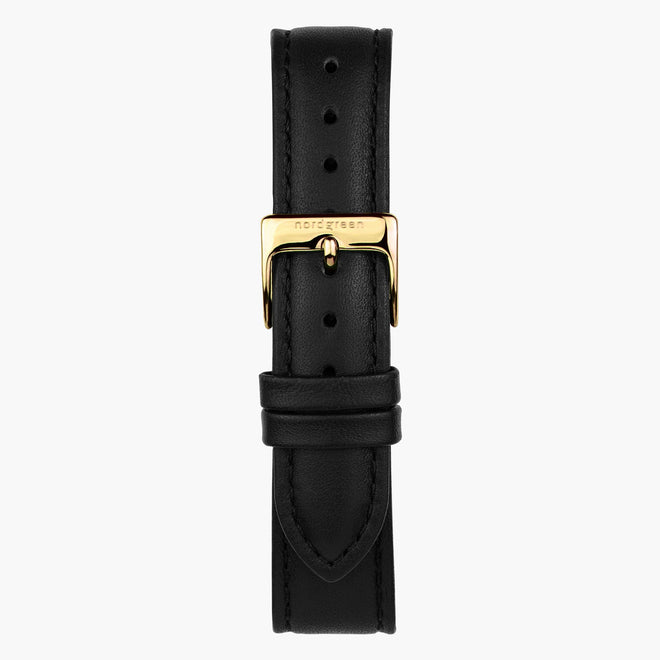 ST14POGOLEBL&uhrenarmband leder schwarz mit verschluss gold in 14mm