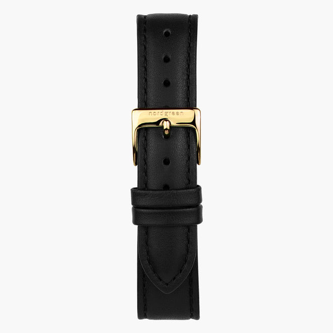 ST16BRGOLEBL&uhrenarmband leder schwarz mit verschluss gold in 16mm