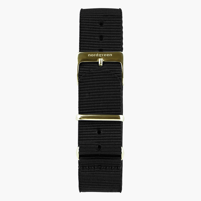 ST18POGONYBL&nato armband in schwarz mit verschluss gold in 18mm