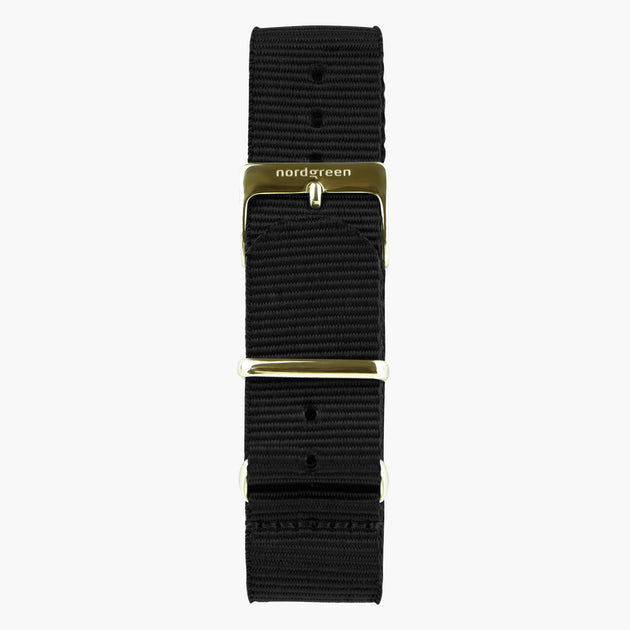 ST16POGONYBL&nato armband in schwarz mit verschluss gold in 16mm