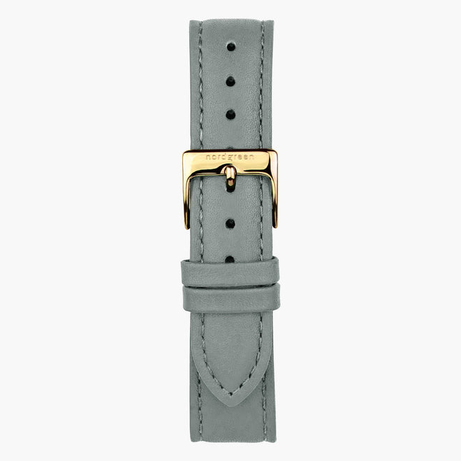 ST14POGOLEGR&uhrenarmband in grau leder mit verschluss gold in 14mm