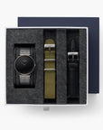 Native - SET Schwarzes Ziffernblatt Anthrazit | Armbänder Mesh / Nato Bohème / Schwarz