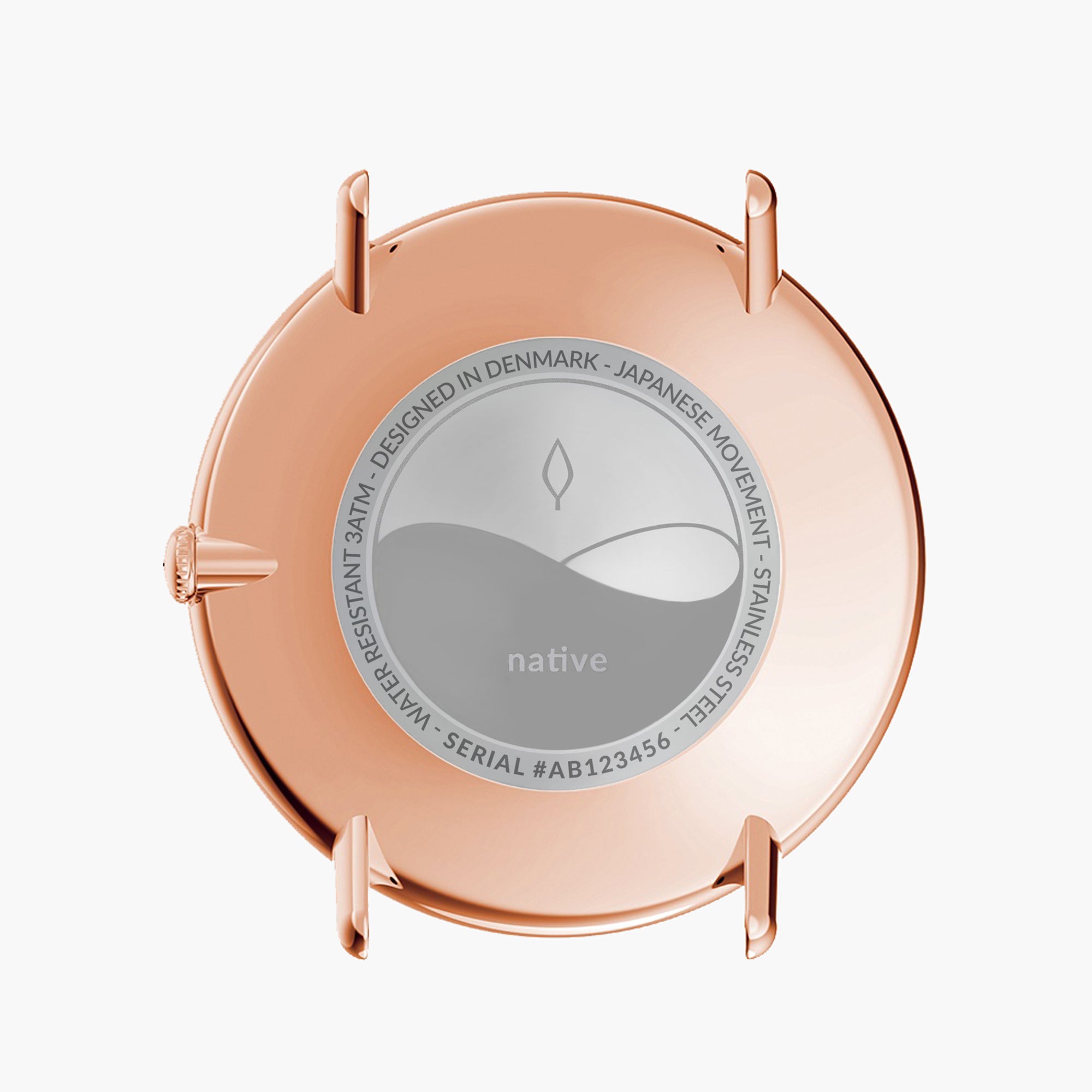 Native - SET Schwarzes Ziffernblatt Roségold | Armbänder 5-Link / Braun