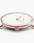 Native - SET Weißes Ziffernblatt Roségold | Armbänder 5-Link / Braun