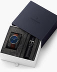Native - SET Blaues Ziffernblatt Silber | Armbänder Braun / Schwarz