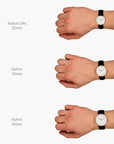 Native - SET Schwarzes Ziffernblatt Roségold | Armbänder Braun / Schwarz / Navy Blau