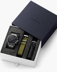 Pioneer - SET Schwarzes Ziffernblatt Silber | Armbänder Mesh / Nato Bohème / Schwarz