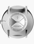 Philosopher - SET Weißes Ziffernblatt Silber | Armbänder 5-Link / Schwarz / Braun