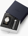 Philosopher - SET Weißes Ziffernblatt Silber | Armbänder Silber-Gold 5-Link Armband / Mesh