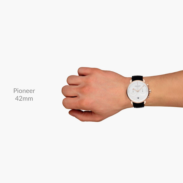 Pioneer - SET Schwarzes Ziffernblatt Silber | Armbänder Braun / Schwarz / Mesh