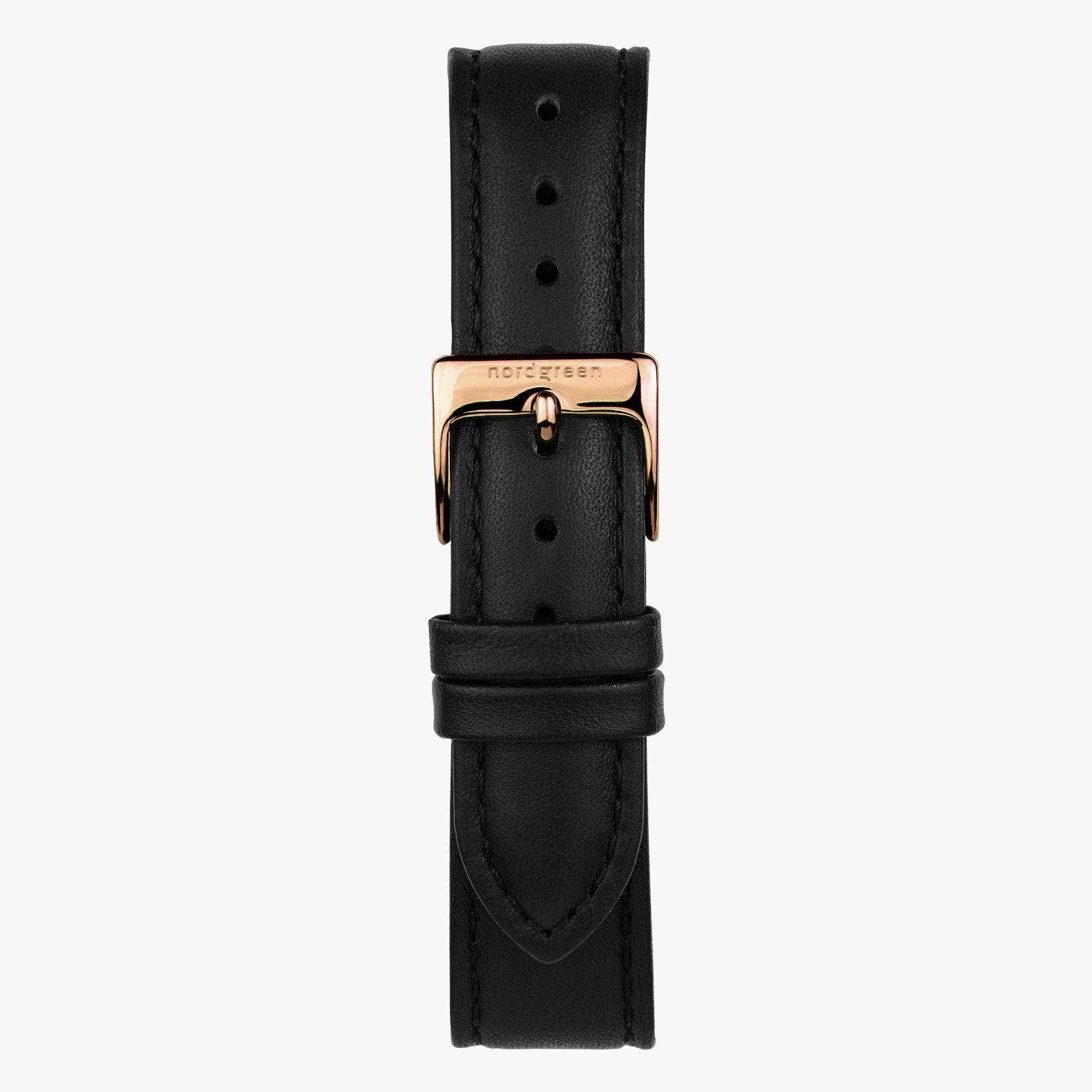 ST20PORGVEBL& uhrenarmband leder schwarz (vegan) mit verschluss roségold in 20mm