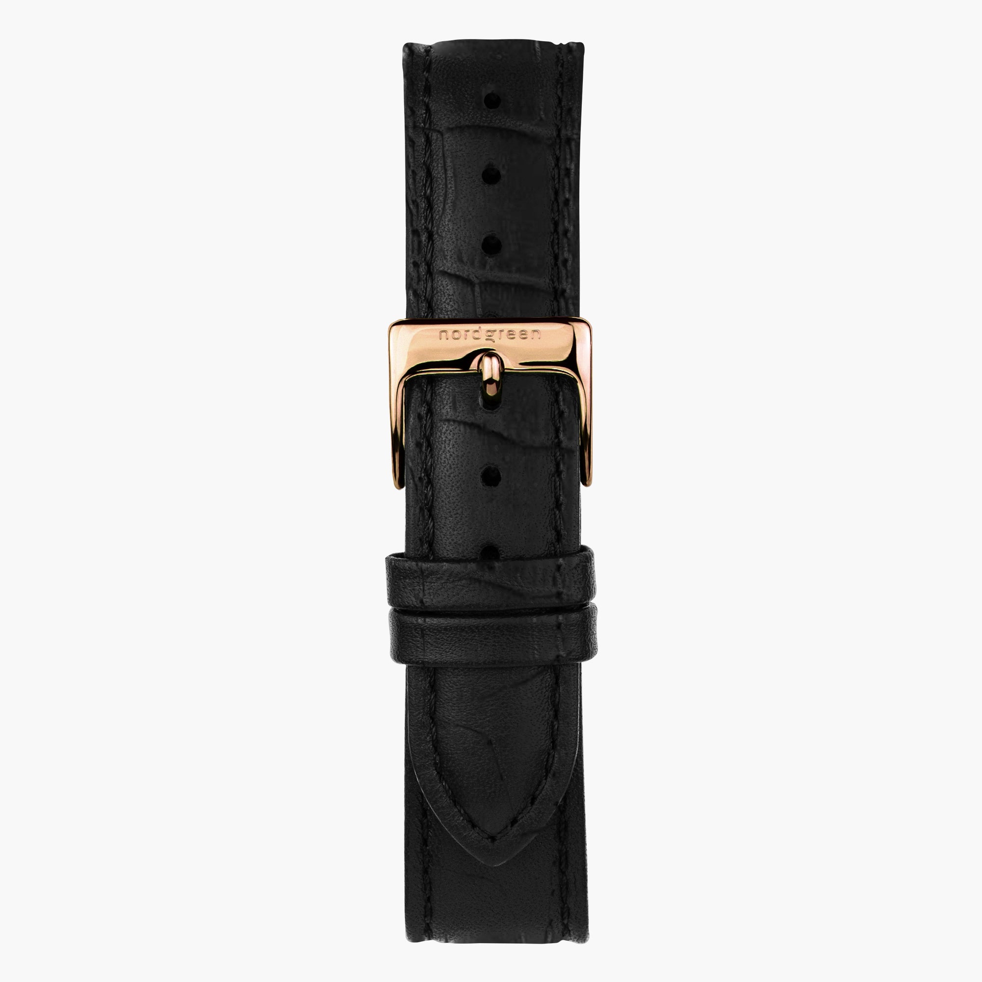 ST20PORGLEBC&uhrenarmband leder schwarz mit verschluss roségold in 20mm