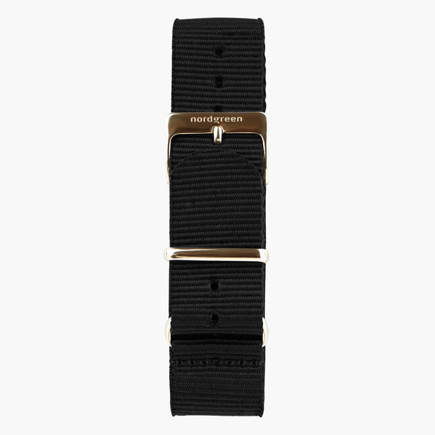 ST20PORGNYBL&nato armband in schwarz mit verschluss roségold in 20mm