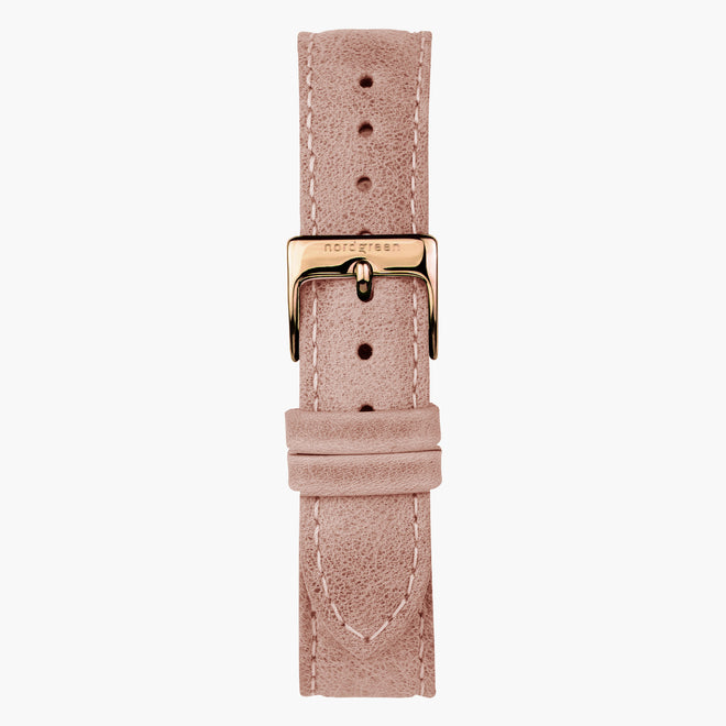ST16BRRGLEPI&uhr rosa lederarmband mit verschluss roségold in 16mm