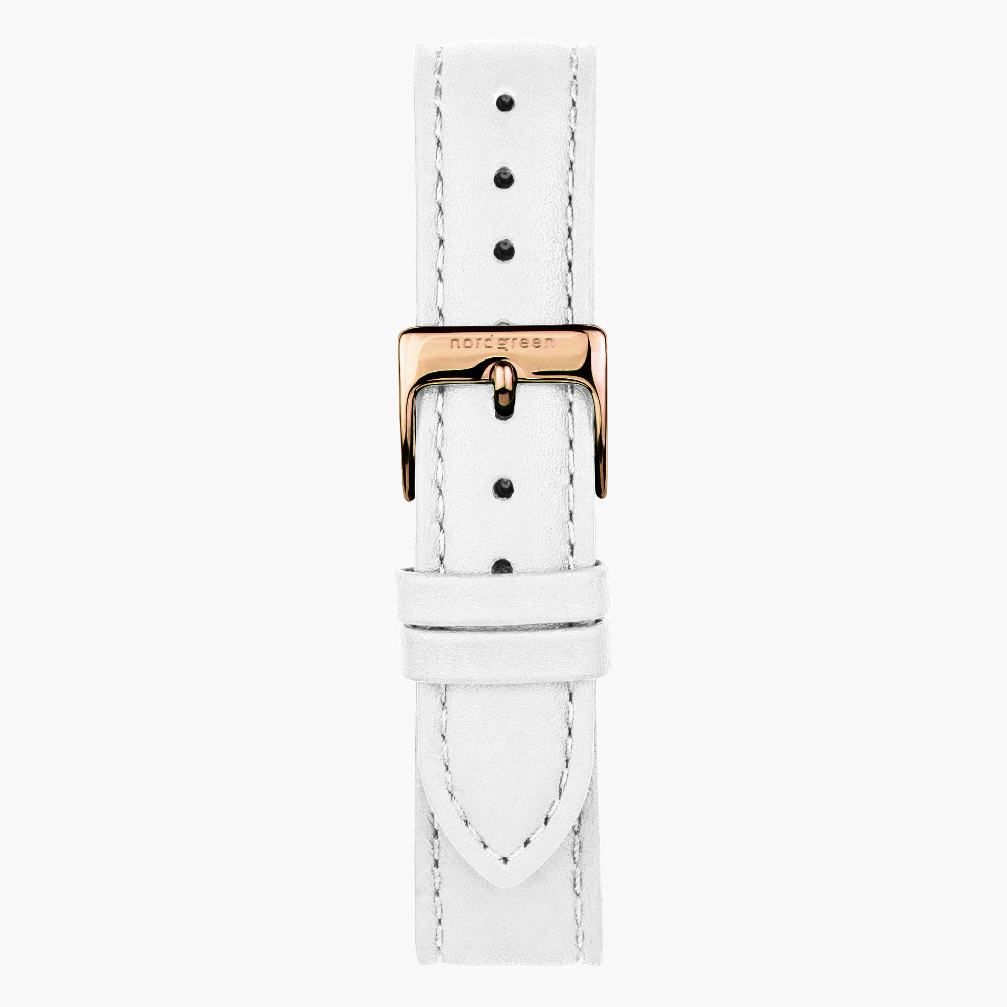 ST16BRRGLEWH&uhrenarmband weiß in leder mir verschluss roségold in 16mm