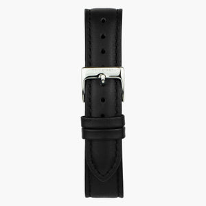 ST16POSIVEBL uhrenarmband leder schwarz (vegan) mit verschluss silber in 16mm