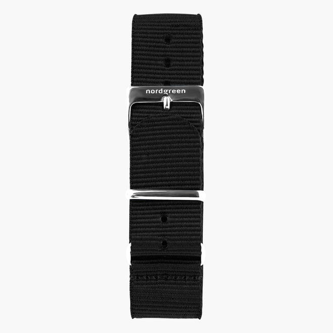 ST16POSINYBL&nato armband in schwarz mit verschluss silber in 16mm