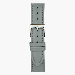 ST16BRSILEGR&uhrenarmband 16mm in grau leder mit verschluss silber