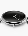 Unika - SET Schwarzes Ziffernblatt Silber | Armbänder 5-Link / Braun / Schwarz