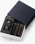 Unika - SET Schwarzes Ziffernblatt Silber | Armbänder 5-Link / Braun / Schwarz